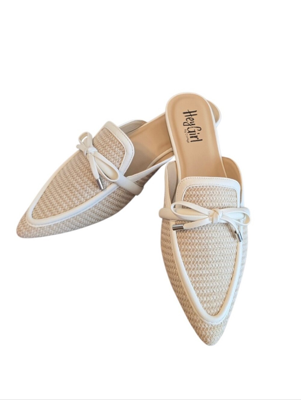 Hey Girl By Corky's Tip Inclyded Ivory Raffia Slip On Mules 8